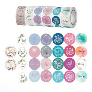 PICK 1 - 500 Piece Colorful Thank You Sticker Roll